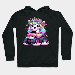 Monster Truck Unicorn Birthday Party Monster Truck kids Girl Hoodie